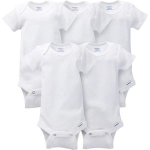 5-Pack White Short Sleeve Onesies® Bodysuits